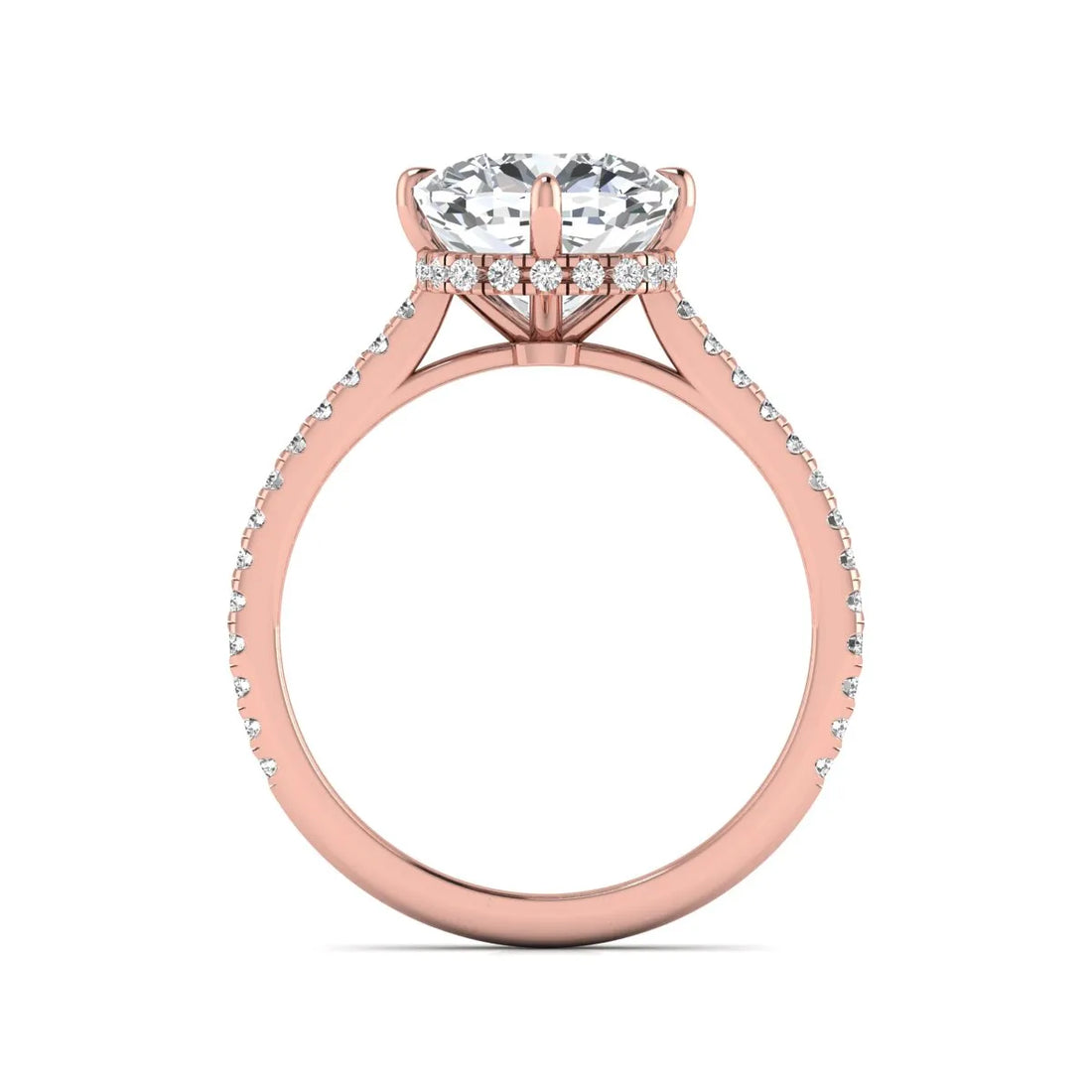 OctaPearl 3 ct Cushion Cut Lab Grown Diamond Hidden Halo Engagement Ring