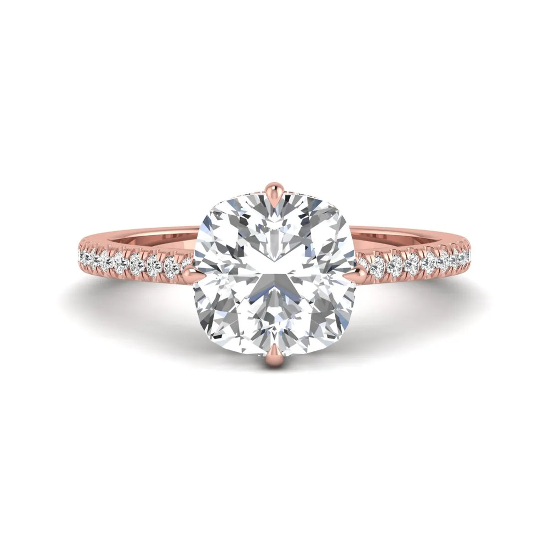 OctaPearl 3 ct Cushion Cut Lab Grown Diamond Hidden Halo Engagement Ring