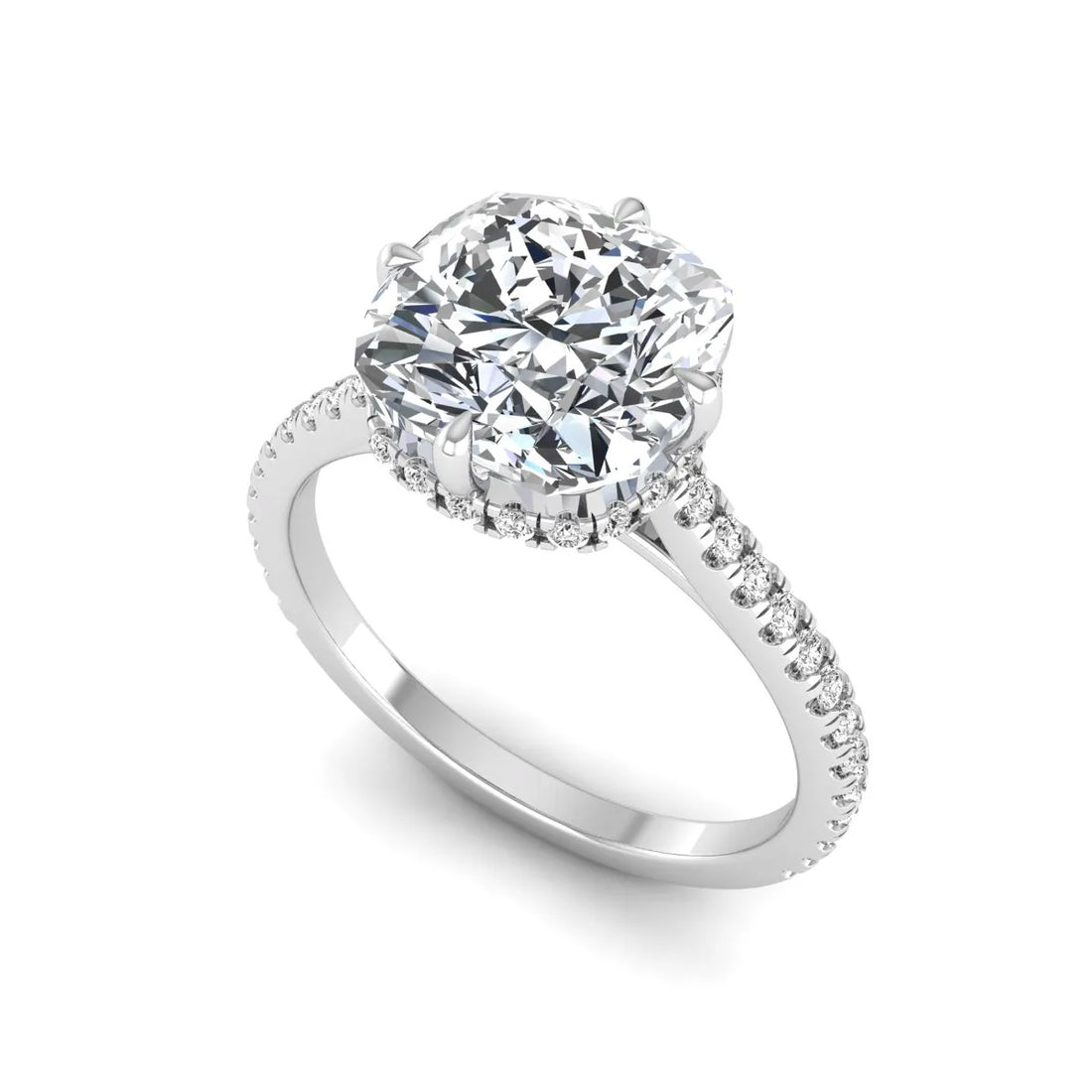 OctaPearl 3 ct Cushion Cut Lab Grown Diamond Hidden Halo Engagement Ring
