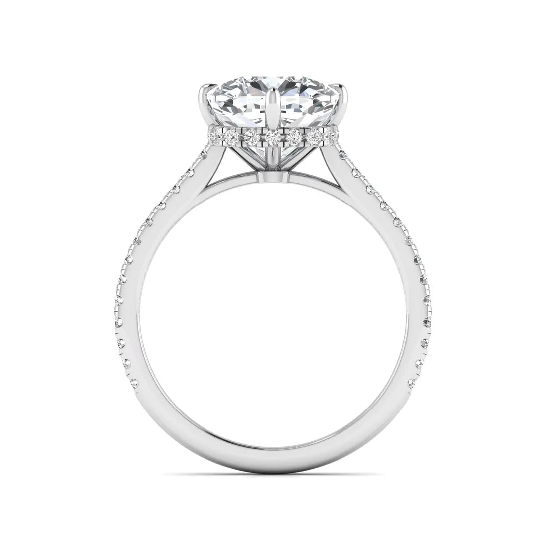 OctaPearl 3 ct Cushion Cut Lab Grown Diamond Hidden Halo Engagement Ring