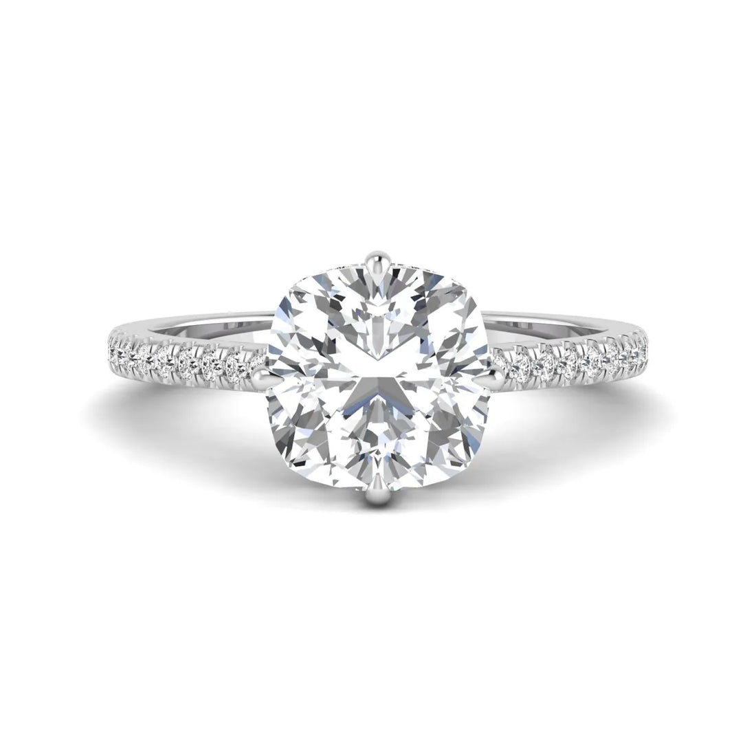 OctaPearl 3 ct Cushion Cut Lab Grown Diamond Hidden Halo Engagement Ring