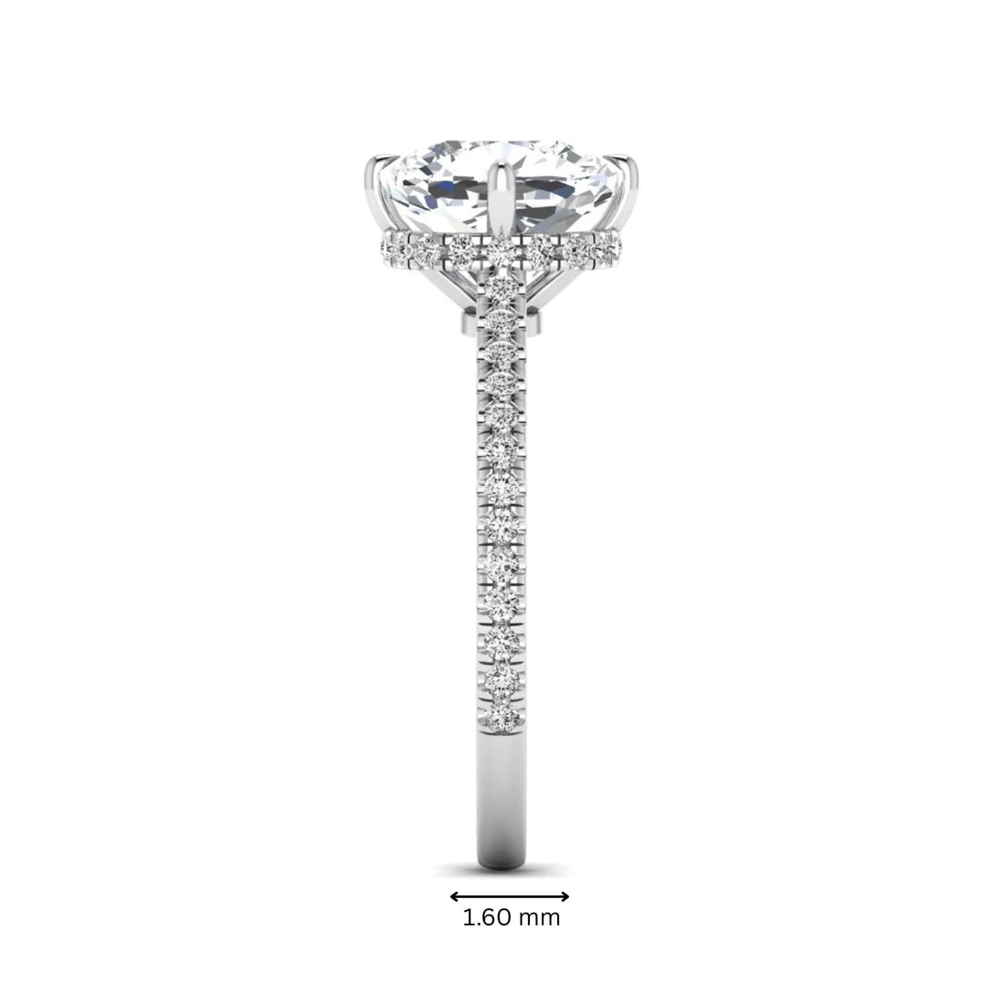 OctaPearl 3 ct Cushion Cut Lab Grown Diamond Hidden Halo Engagement Ring