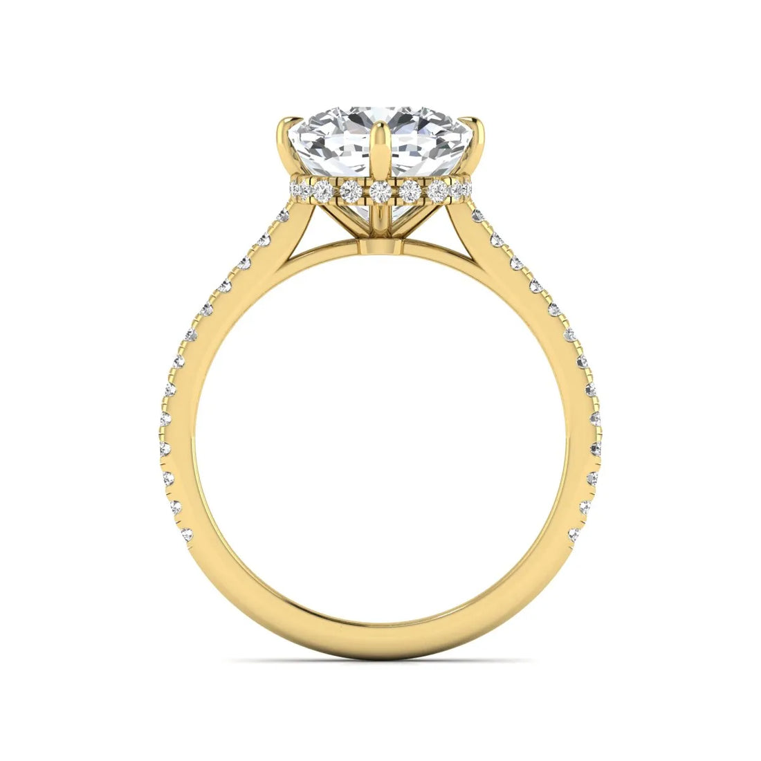 OctaPearl 3 ct Cushion Cut Lab Grown Diamond Hidden Halo Engagement Ring