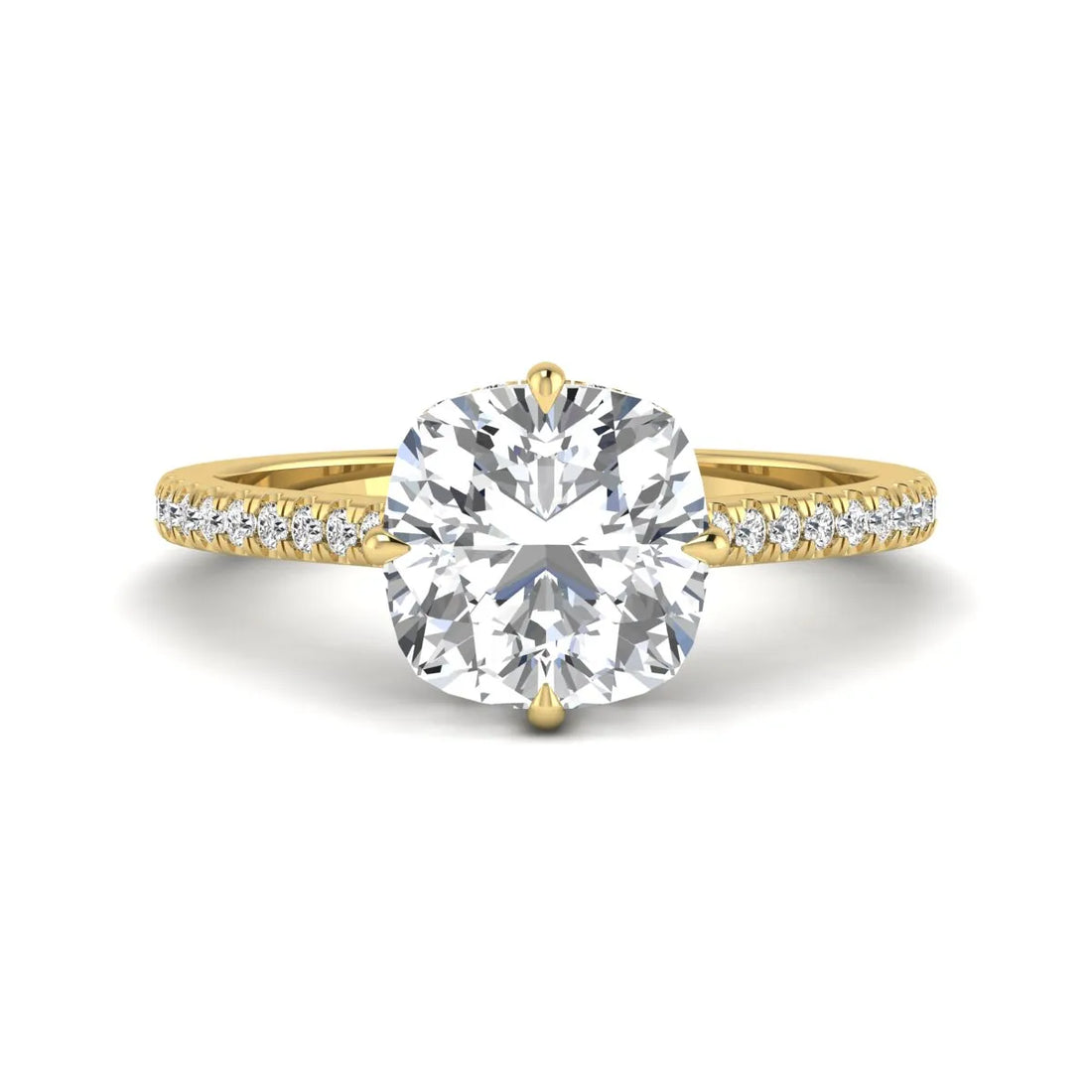 OctaPearl 3 ct Cushion Cut Lab Grown Diamond Hidden Halo Engagement Ring