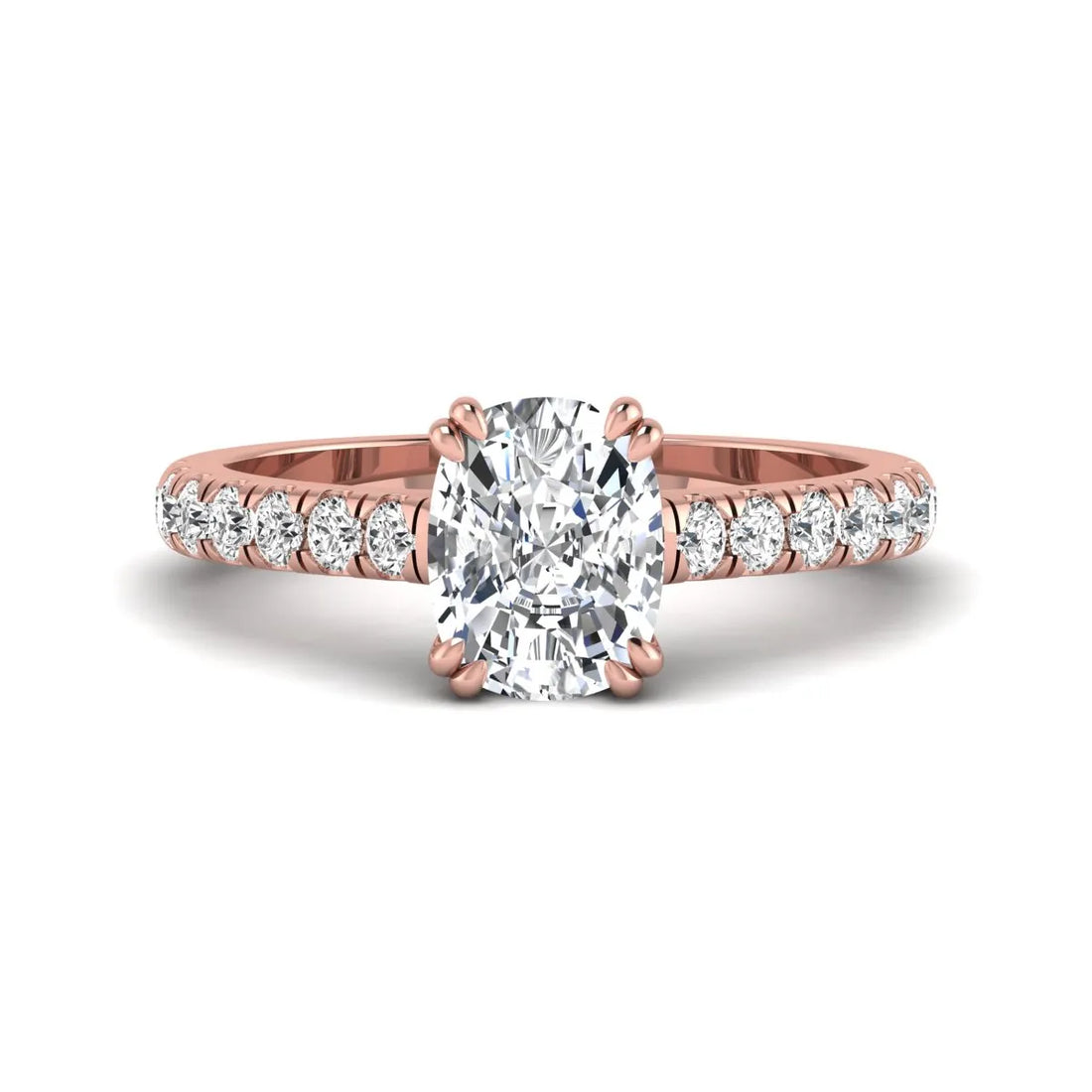 OctaPearl 3 ct Cushion Cut Lab Grown Diamond Solitaire Accent Engagement Ring