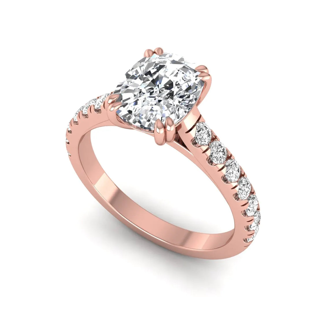 OctaPearl 3 ct Cushion Cut Lab Grown Diamond Solitaire Accent Engagement Ring