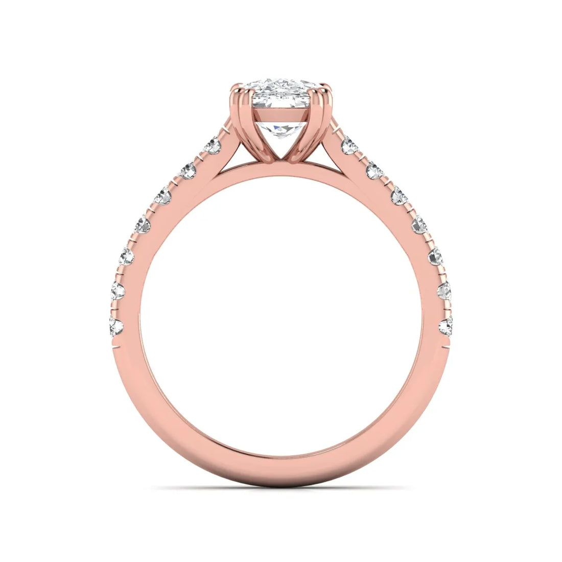 OctaPearl 3 ct Cushion Cut Lab Grown Diamond Solitaire Accent Engagement Ring