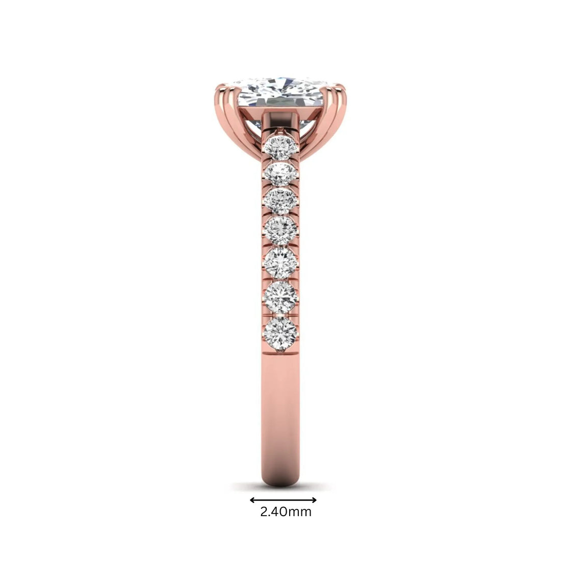 OctaPearl 3 ct Cushion Cut Lab Grown Diamond Solitaire Accent Engagement Ring