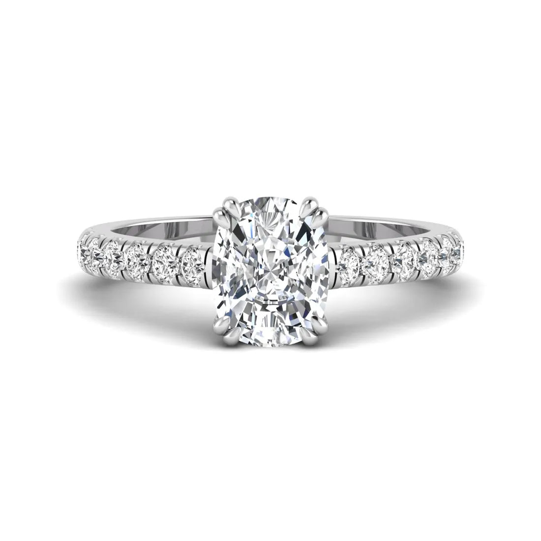 OctaPearl 3 ct Cushion Cut Lab Grown Diamond Solitaire Accent Engagement Ring