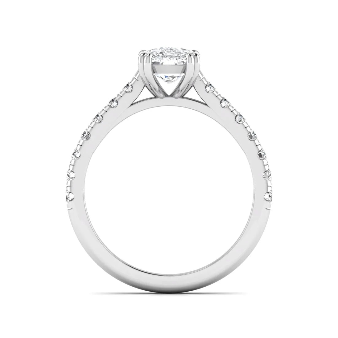 OctaPearl 3 ct Cushion Cut Lab Grown Diamond Solitaire Accent Engagement Ring