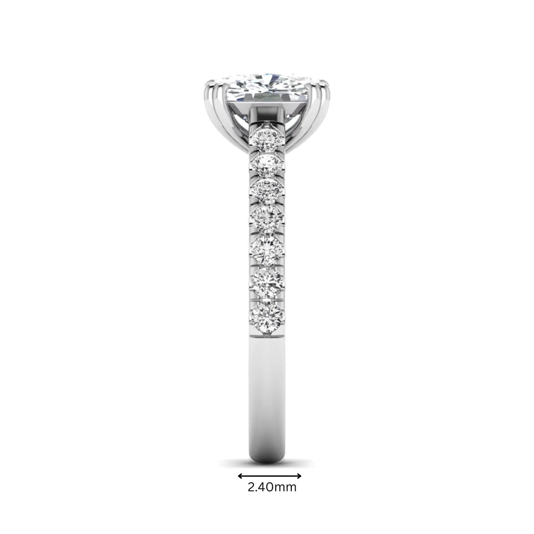 OctaPearl 3 ct Cushion Cut Lab Grown Diamond Solitaire Accent Engagement Ring