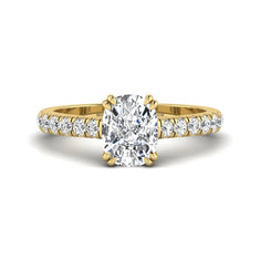 OctaPearl 3 ct Cushion Cut Lab Grown Diamond Solitaire Accent Engagement Ring