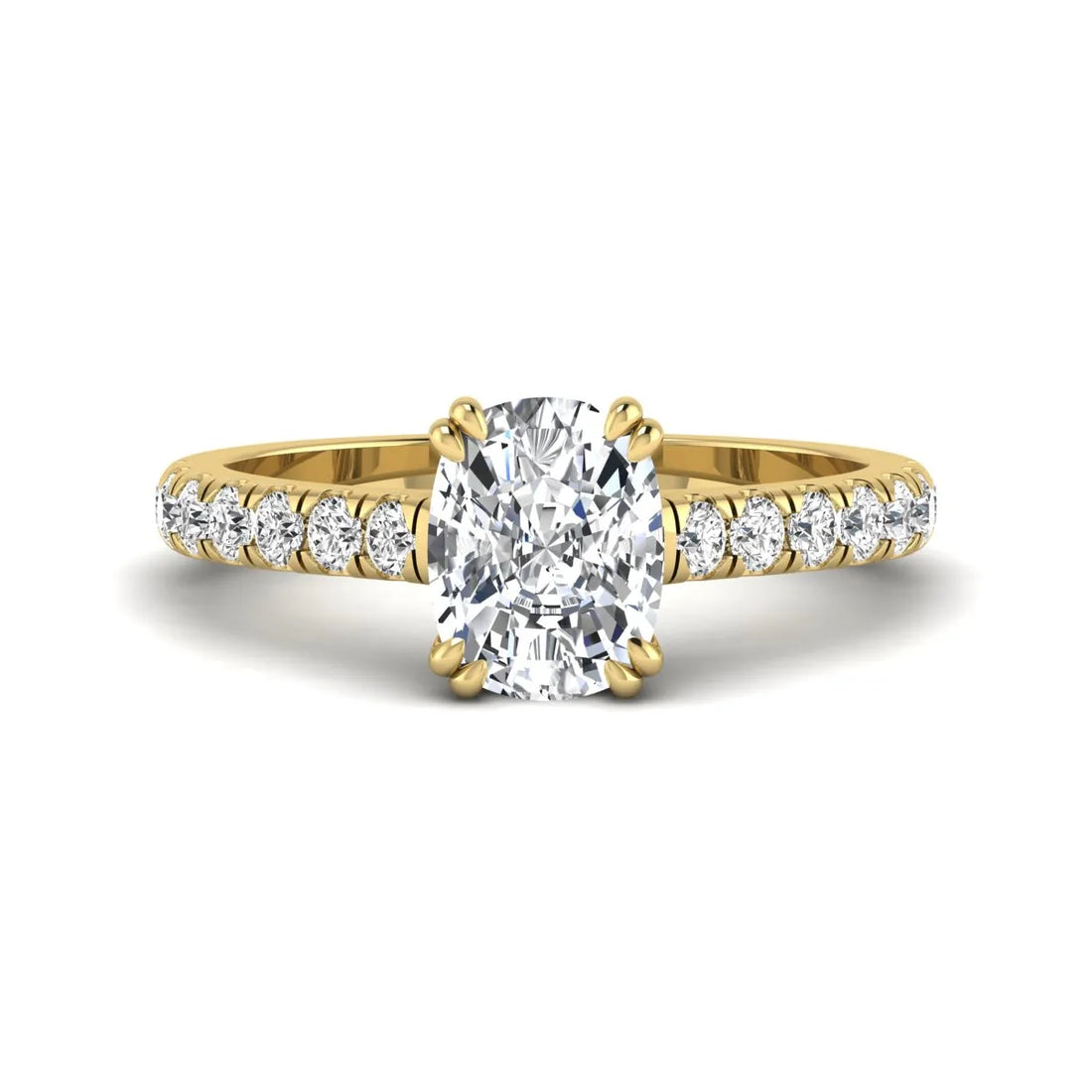 OctaPearl 3 ct Cushion Cut Lab Grown Diamond Solitaire Accent Engagement Ring