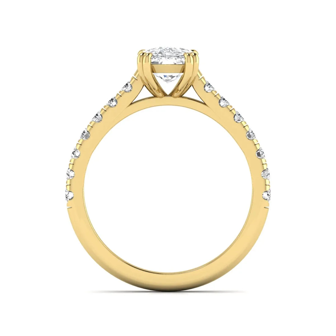 OctaPearl 3 ct Cushion Cut Lab Grown Diamond Solitaire Accent Engagement Ring