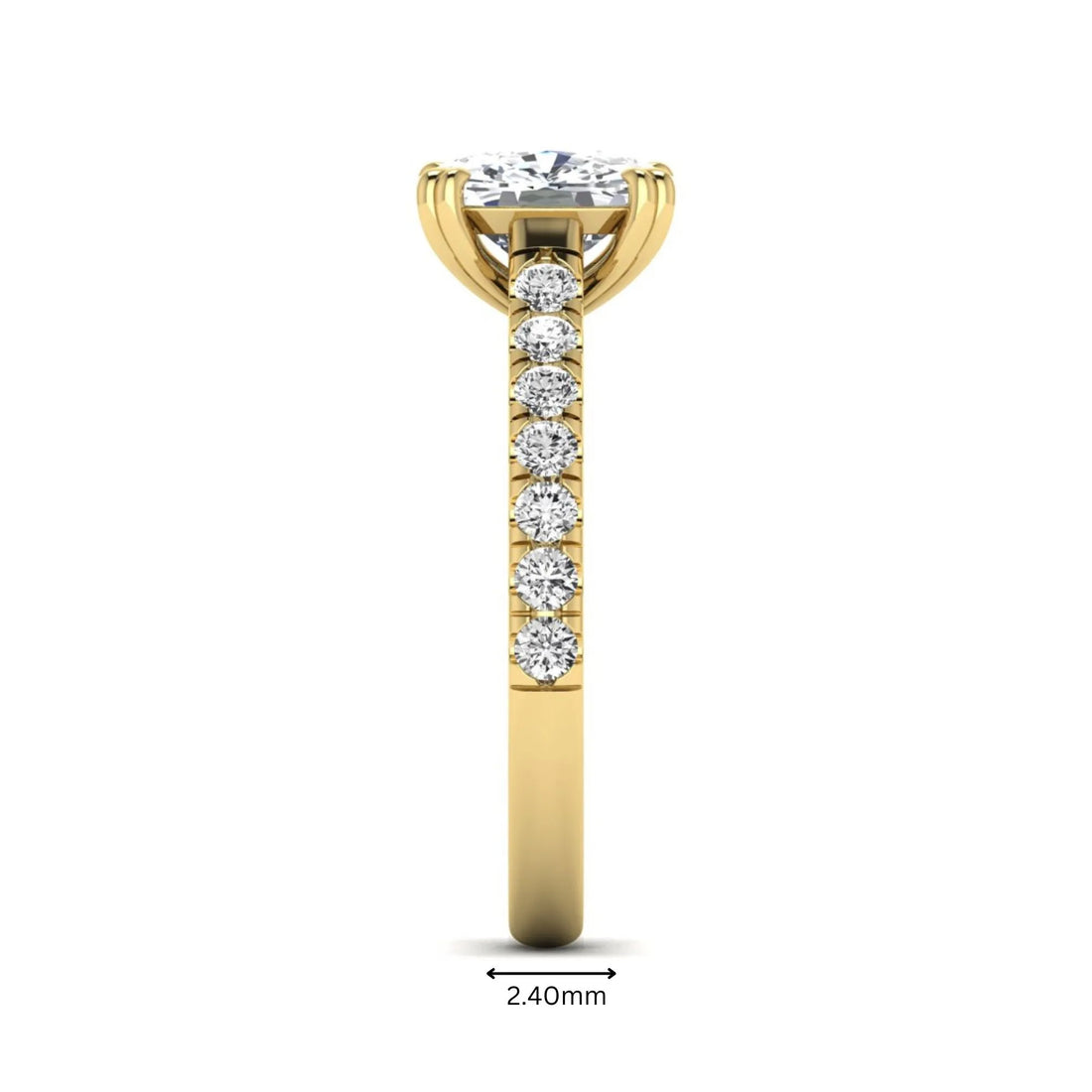 OctaPearl 3 ct Cushion Cut Lab Grown Diamond Solitaire Accent Engagement Ring