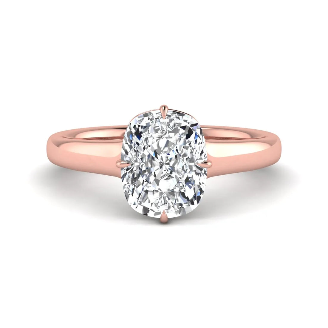 OctaPearl 3 ct Cushion Cut Lab Grown Diamond Solitaire Engagement Ring with Hidden Halo