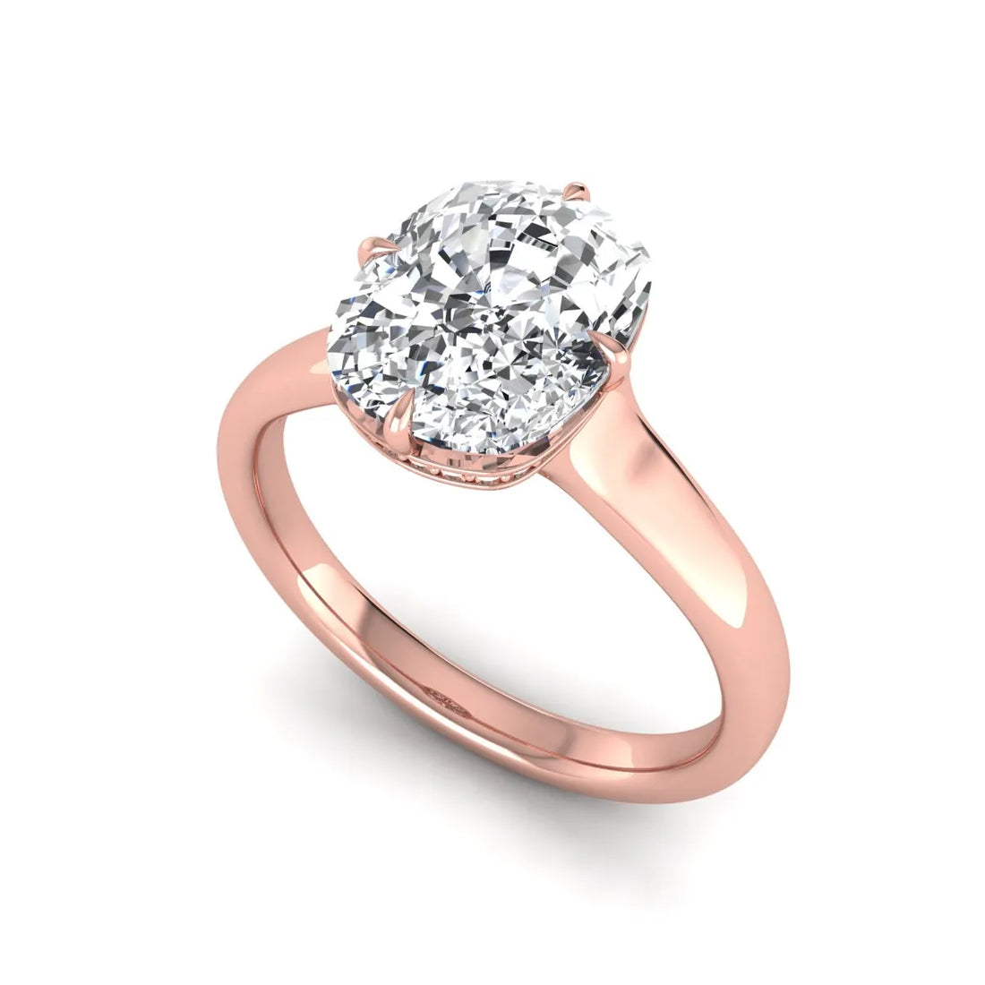 OctaPearl 3 ct Cushion Cut Lab Grown Diamond Solitaire Engagement Ring with Hidden Halo