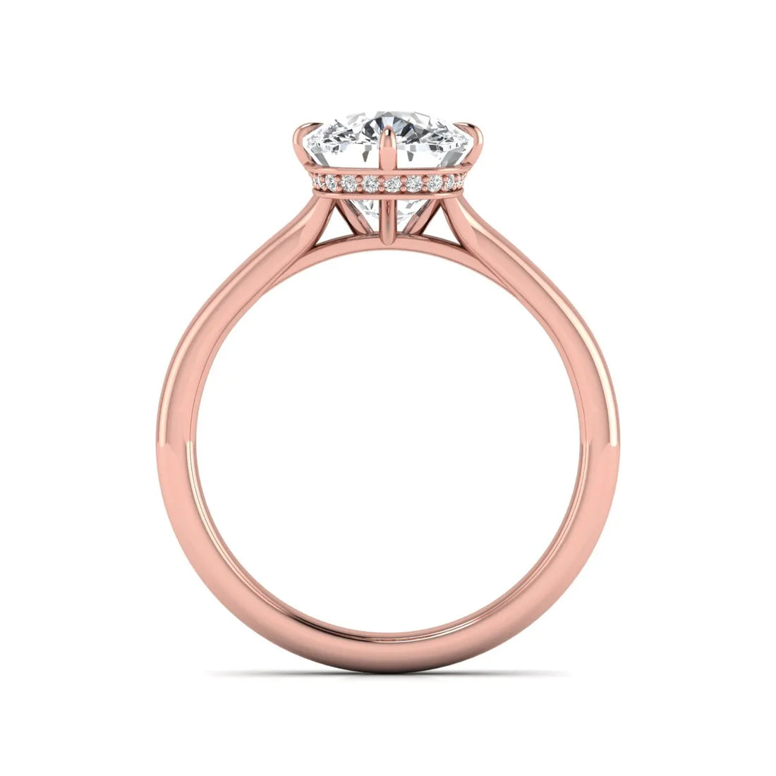 OctaPearl 3 ct Cushion Cut Lab Grown Diamond Solitaire Engagement Ring with Hidden Halo