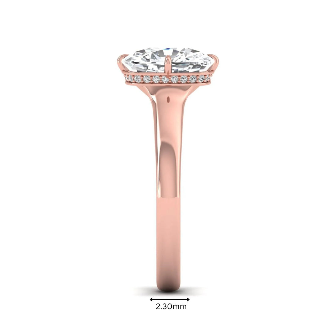 OctaPearl 3 ct Cushion Cut Lab Grown Diamond Solitaire Engagement Ring with Hidden Halo