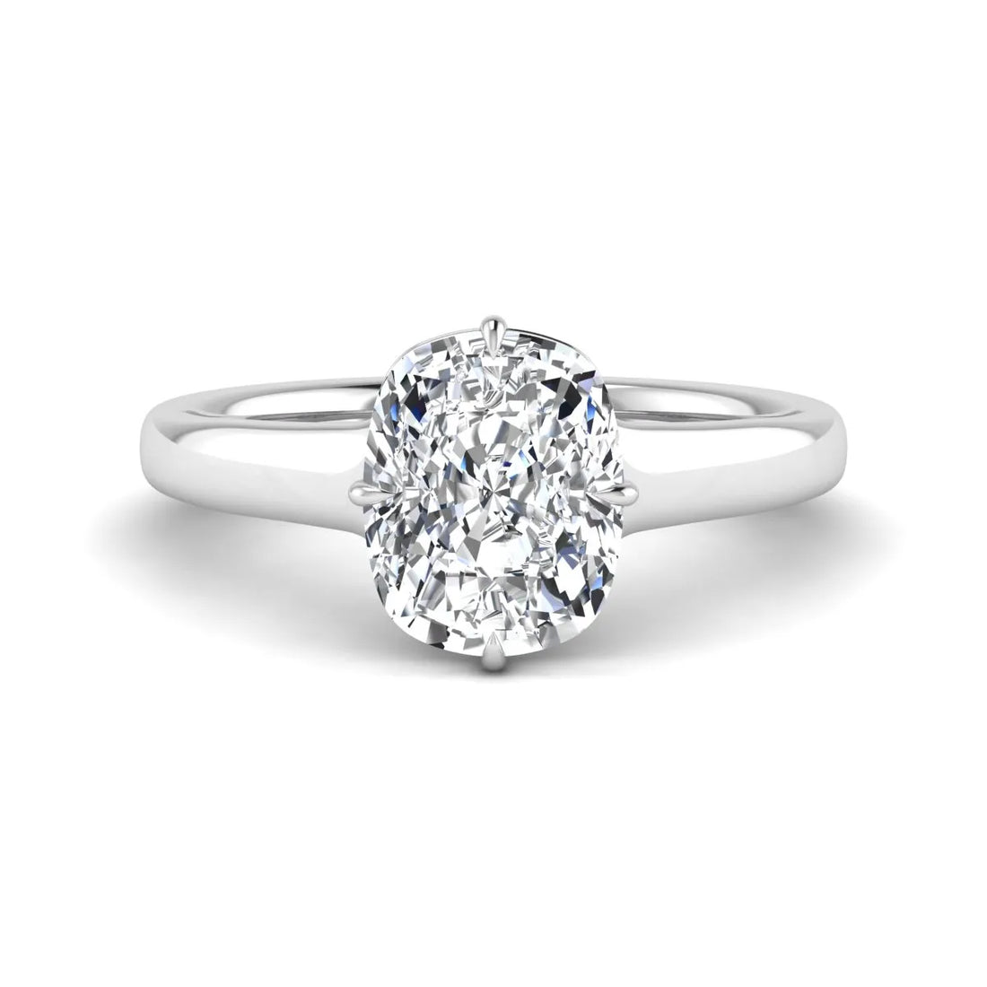 OctaPearl 3 ct Cushion Cut Lab Grown Diamond Solitaire Engagement Ring with Hidden Halo
