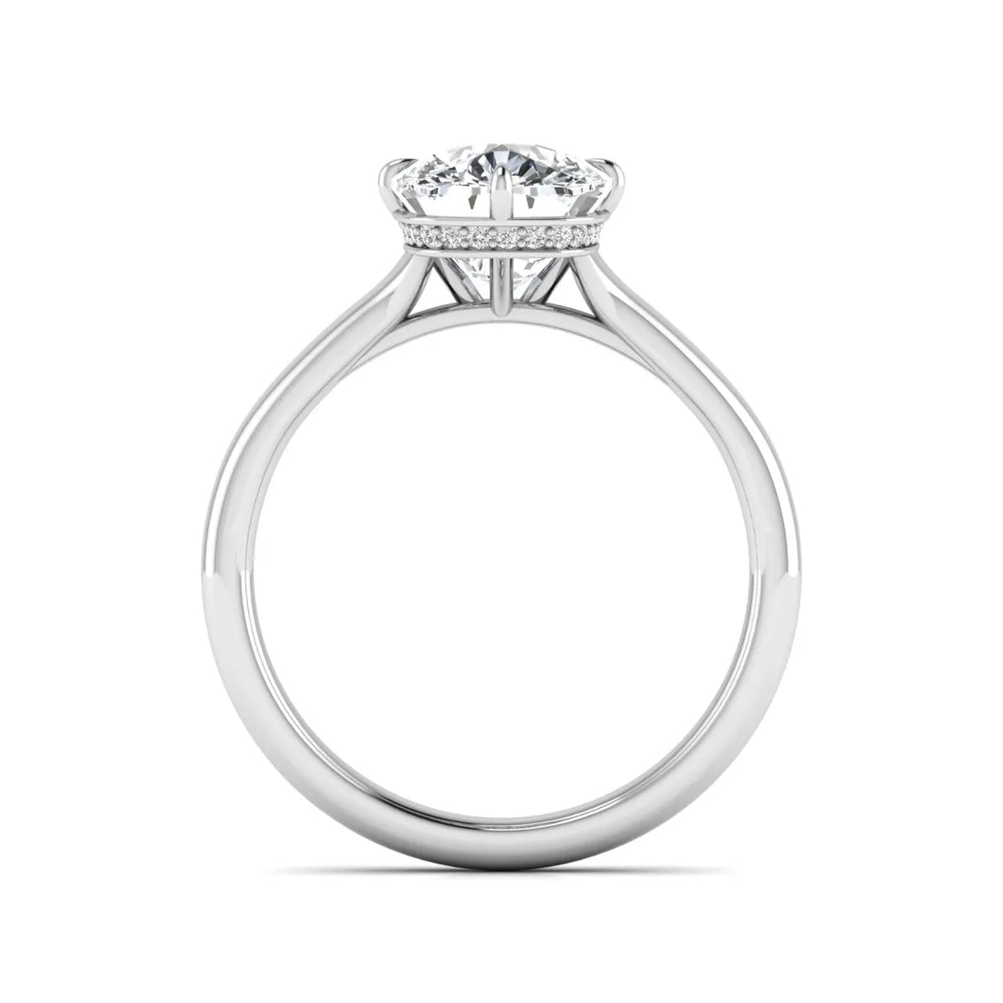 OctaPearl 3 ct Cushion Cut Lab Grown Diamond Solitaire Engagement Ring with Hidden Halo