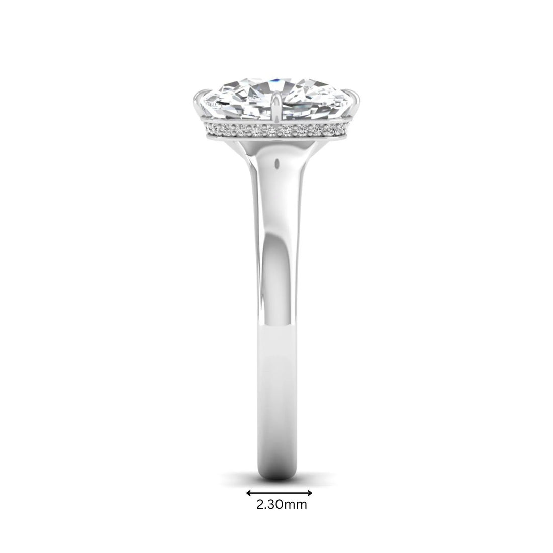 OctaPearl 3 ct Cushion Cut Lab Grown Diamond Solitaire Engagement Ring with Hidden Halo