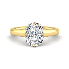 OctaPearl 3 ct Cushion Cut Lab Grown Diamond Solitaire Engagement Ring with Hidden Halo