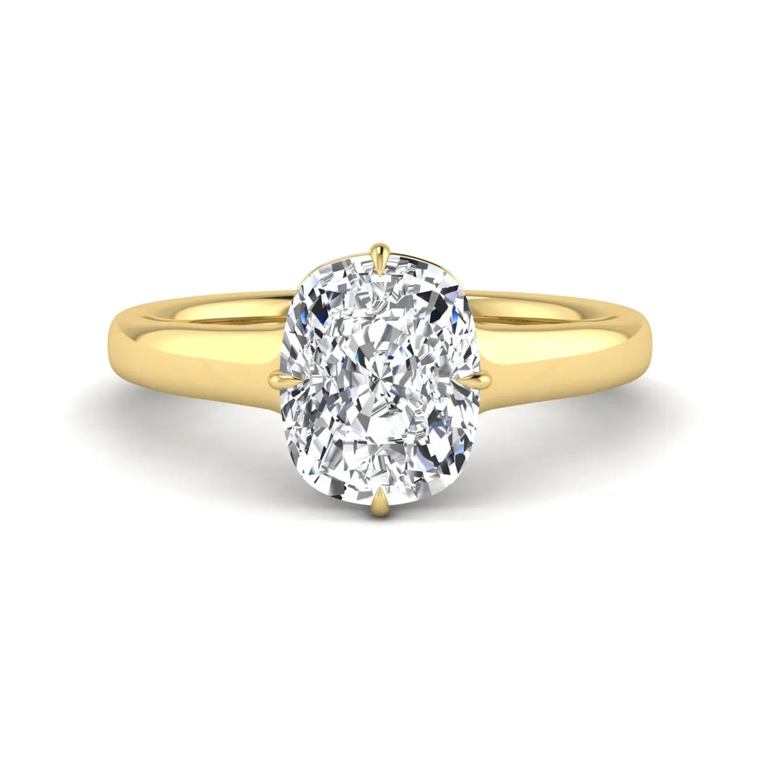 OctaPearl 3 ct Cushion Cut Lab Grown Diamond Solitaire Engagement Ring with Hidden Halo