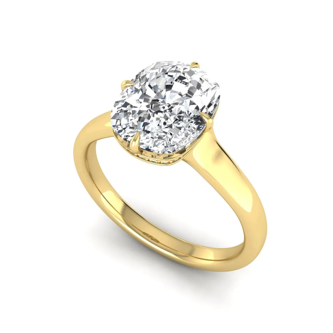 OctaPearl 3 ct Cushion Cut Lab Grown Diamond Solitaire Engagement Ring with Hidden Halo