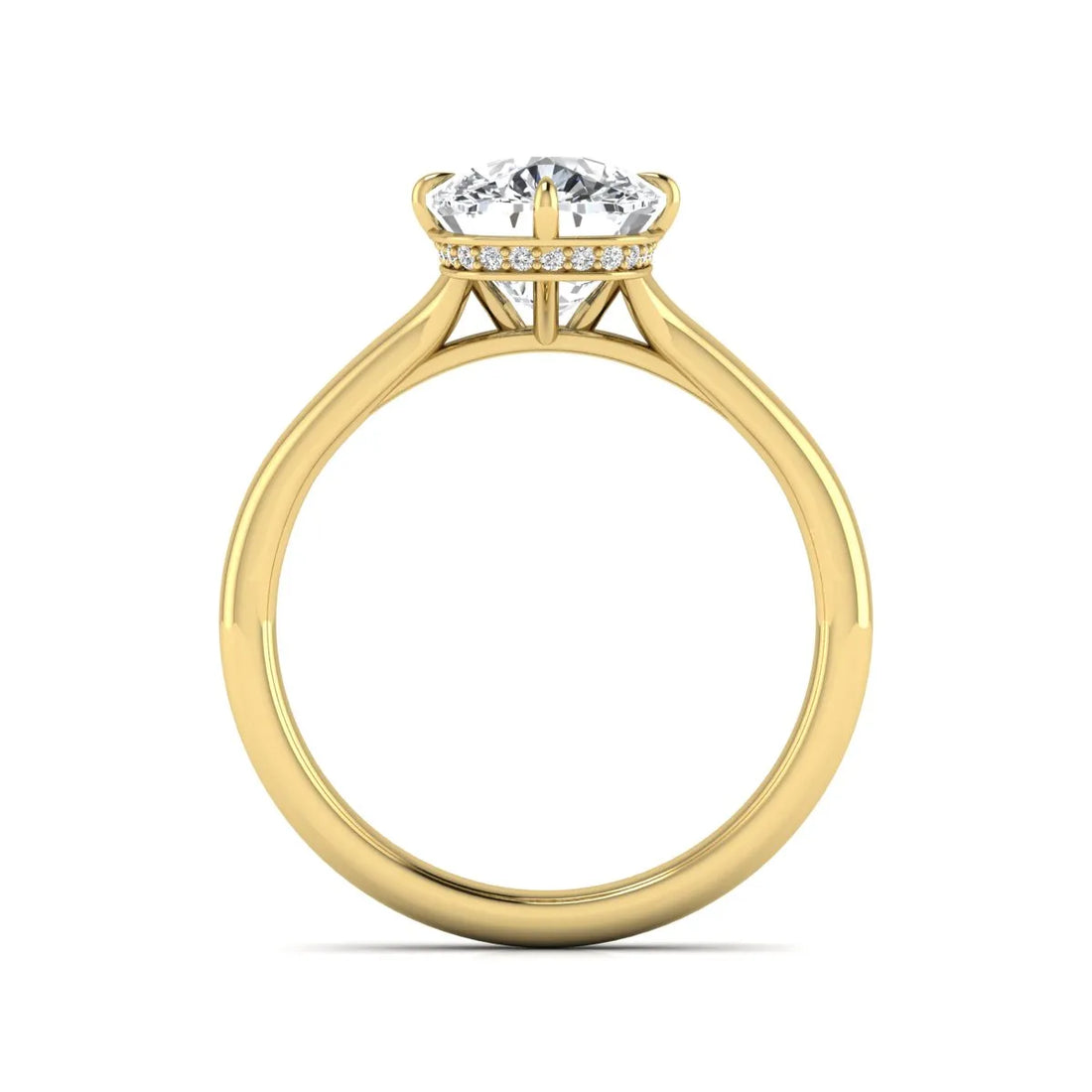 OctaPearl 3 ct Cushion Cut Lab Grown Diamond Solitaire Engagement Ring with Hidden Halo