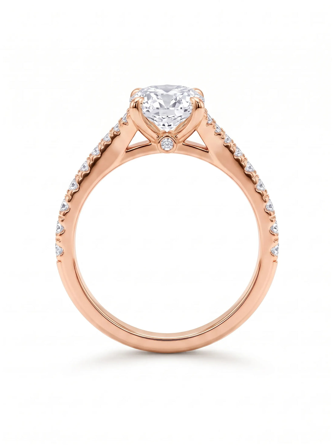 OctaPearl 1 ct Cushion Cut Lab Grown Diamond Split Shank Pavé Engagement Ring