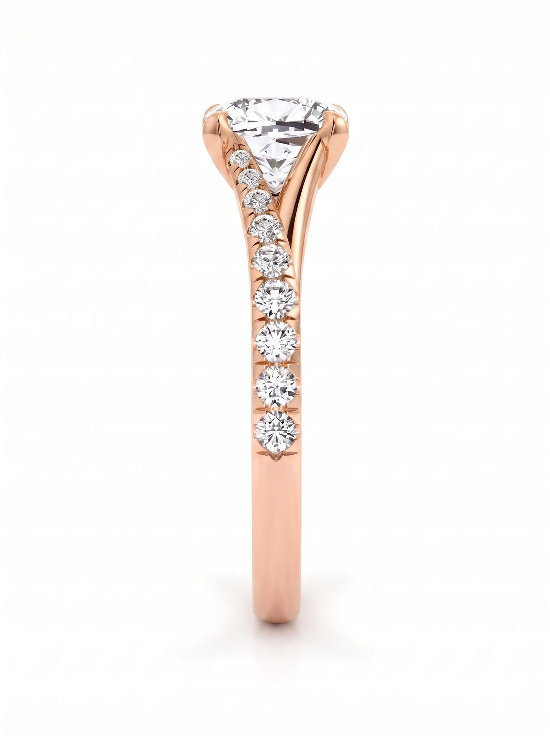 OctaPearl 1 ct Cushion Cut Lab Grown Diamond Split Shank Pavé Engagement Ring