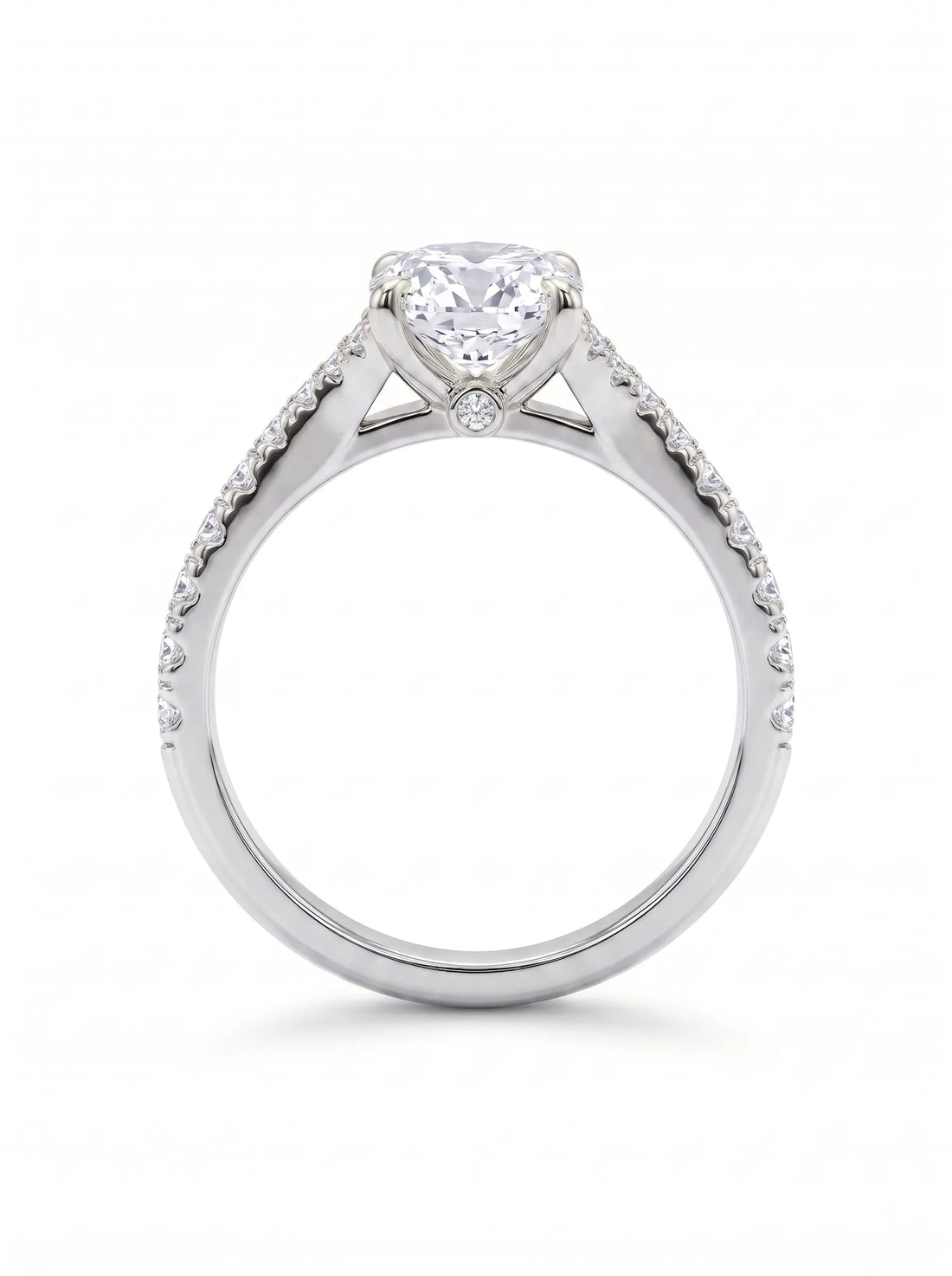 OctaPearl 1 ct Cushion Cut Lab Grown Diamond Split Shank Pavé Engagement Ring