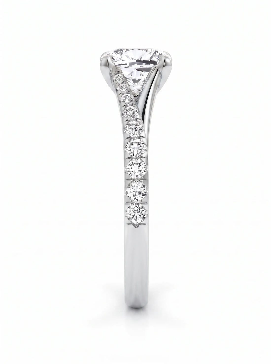 OctaPearl 1 ct Cushion Cut Lab Grown Diamond Split Shank Pavé Engagement Ring
