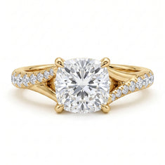 OctaPearl 1 ct Cushion Cut Lab Grown Diamond Split Shank Pavé Engagement Ring