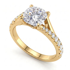 OctaPearl 1 ct Cushion Cut Lab Grown Diamond Split Shank Pavé Engagement Ring - alternate view