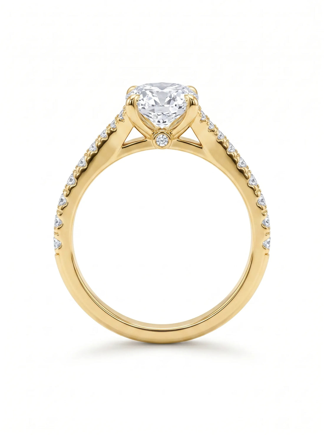 OctaPearl 1 ct Cushion Cut Lab Grown Diamond Split Shank Pavé Engagement Ring