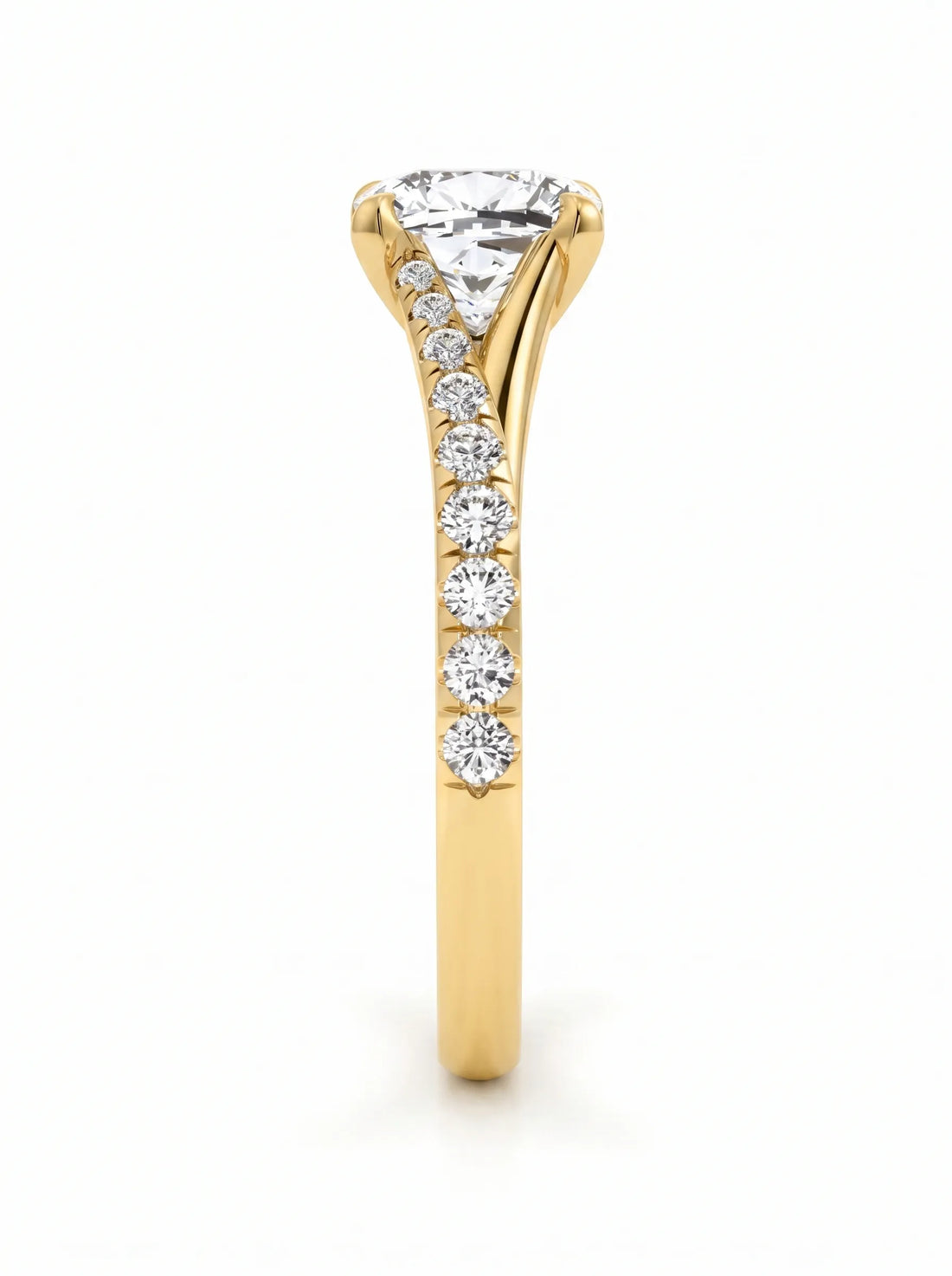 OctaPearl 1 ct Cushion Cut Lab Grown Diamond Split Shank Pavé Engagement Ring