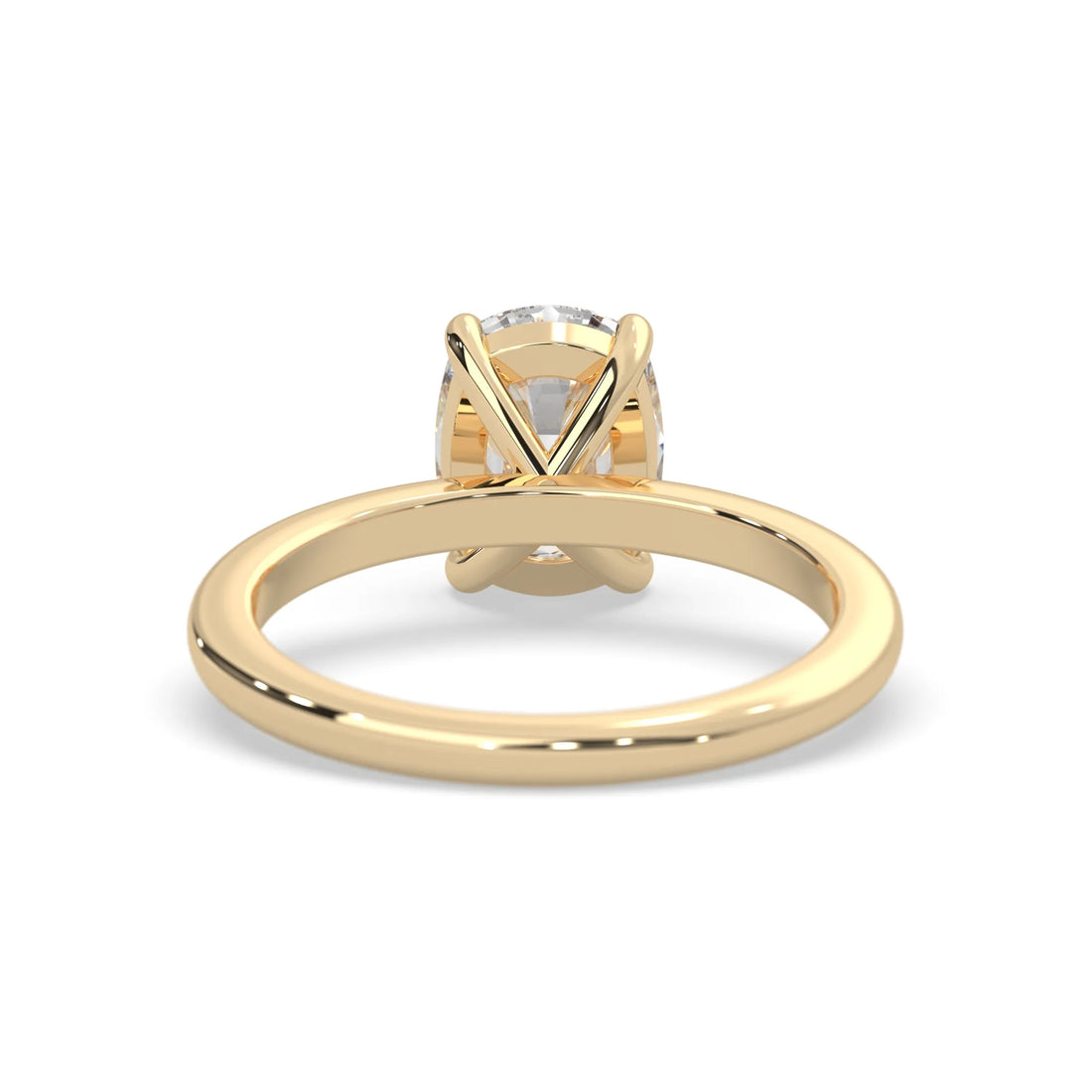 OctaPearl Cushion Cut Solitaire Lab Grown Diamond Engagement Ring - Yellow Gold