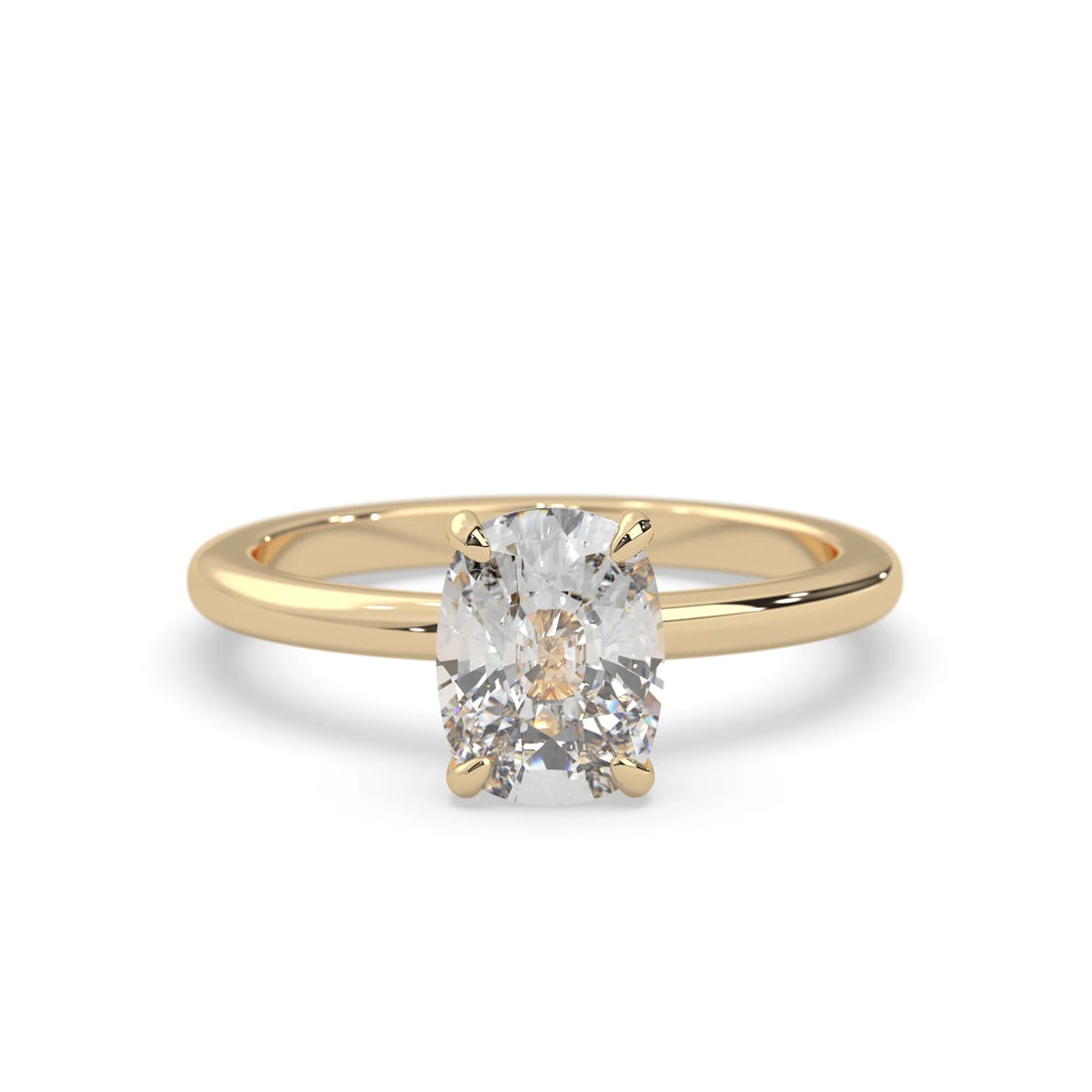 OctaPearl Cushion Cut Solitaire Lab Grown Diamond Engagement Ring - Yellow Gold