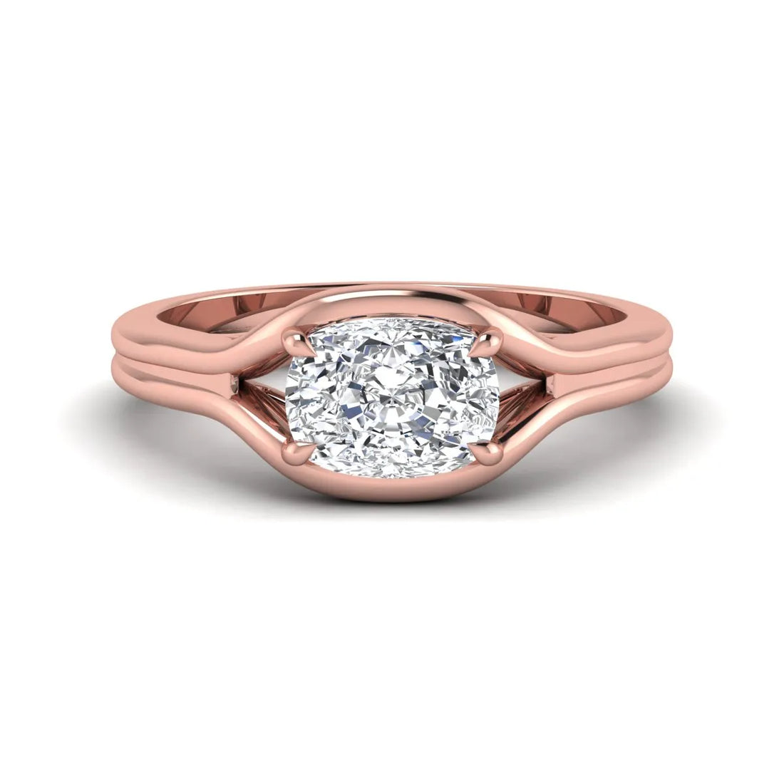 OctaPearl 1.5 ct Cushion Cut Split Shank Solitaire Lab Grown Diamond Engagement Ring