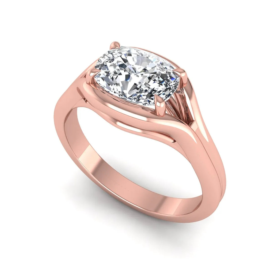 OctaPearl 1.5 ct Cushion Cut Split Shank Solitaire Lab Grown Diamond Engagement Ring