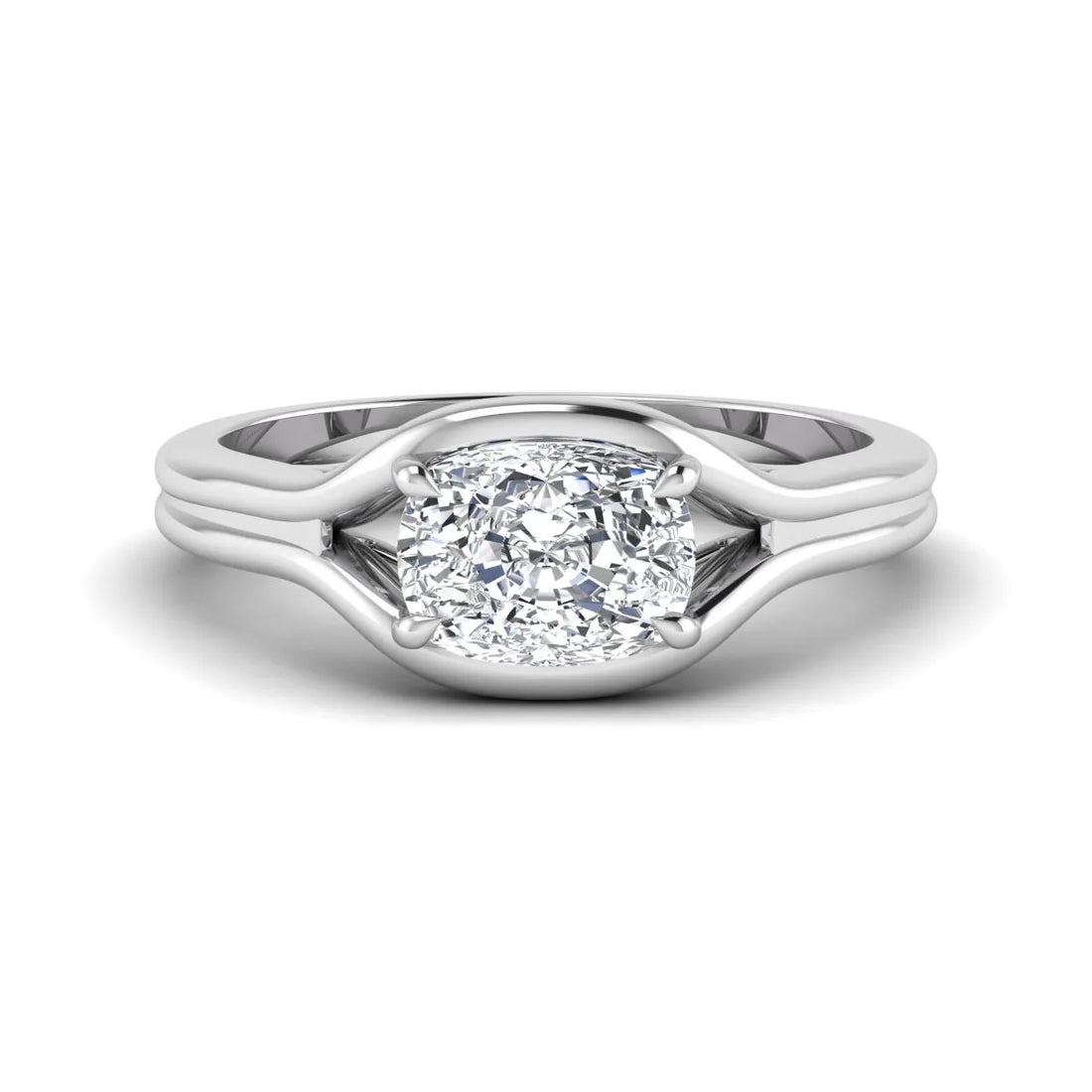 OctaPearl 1.5 ct Cushion Cut Split Shank Solitaire Lab Grown Diamond Engagement Ring