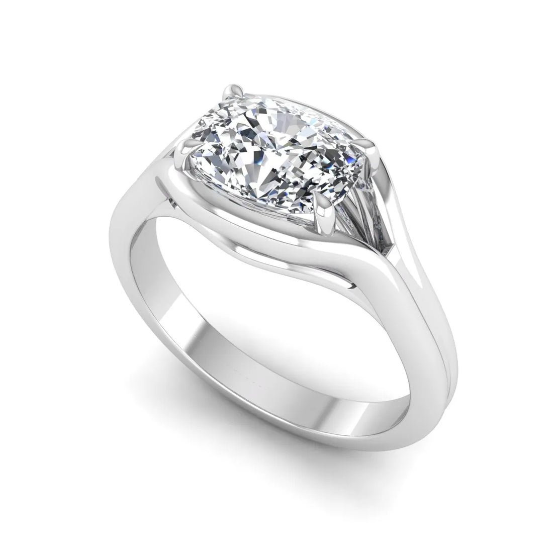 OctaPearl 1.5 ct Cushion Cut Split Shank Solitaire Lab Grown Diamond Engagement Ring