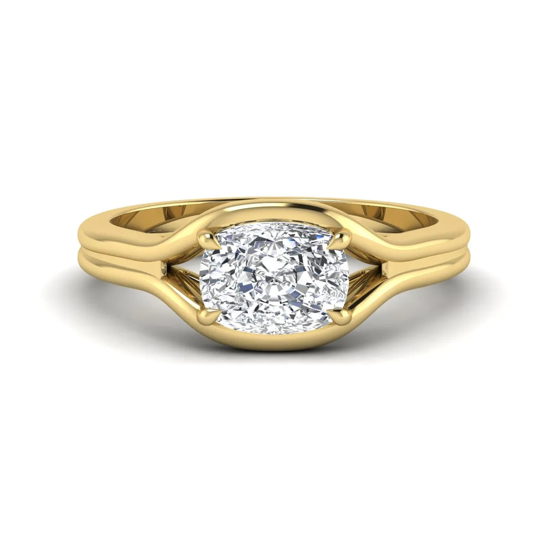 OctaPearl 1.5 ct Cushion Cut Split Shank Solitaire Lab Grown Diamond Engagement Ring