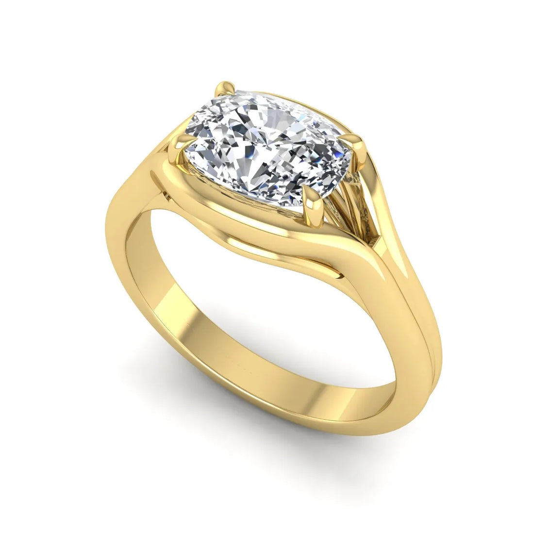 OctaPearl 1.5 ct Cushion Cut Split Shank Solitaire Lab Grown Diamond Engagement Ring