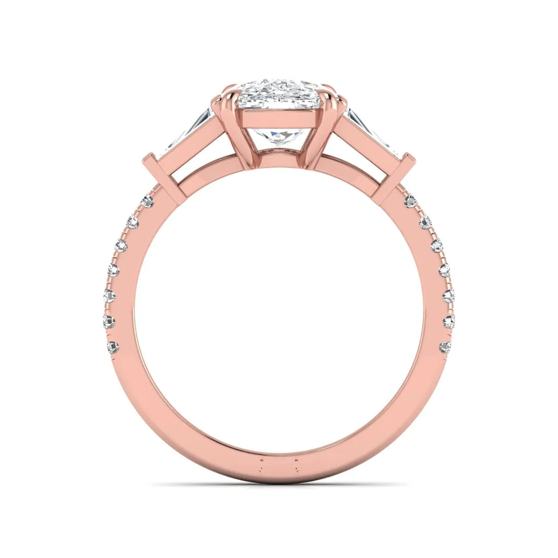 OctaPearl 3 ct Cushion Cut Three Stone Baguette Lab Grown Diamond Engagement Ring