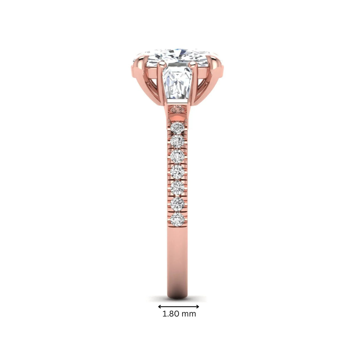 OctaPearl 3 ct Cushion Cut Three Stone Baguette Lab Grown Diamond Engagement Ring