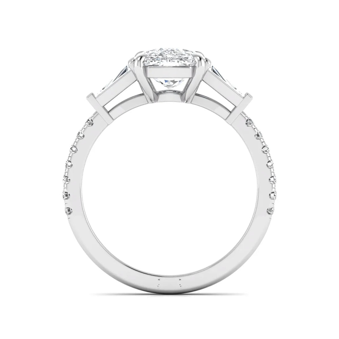 OctaPearl 3 ct Cushion Cut Three Stone Baguette Lab Grown Diamond Engagement Ring