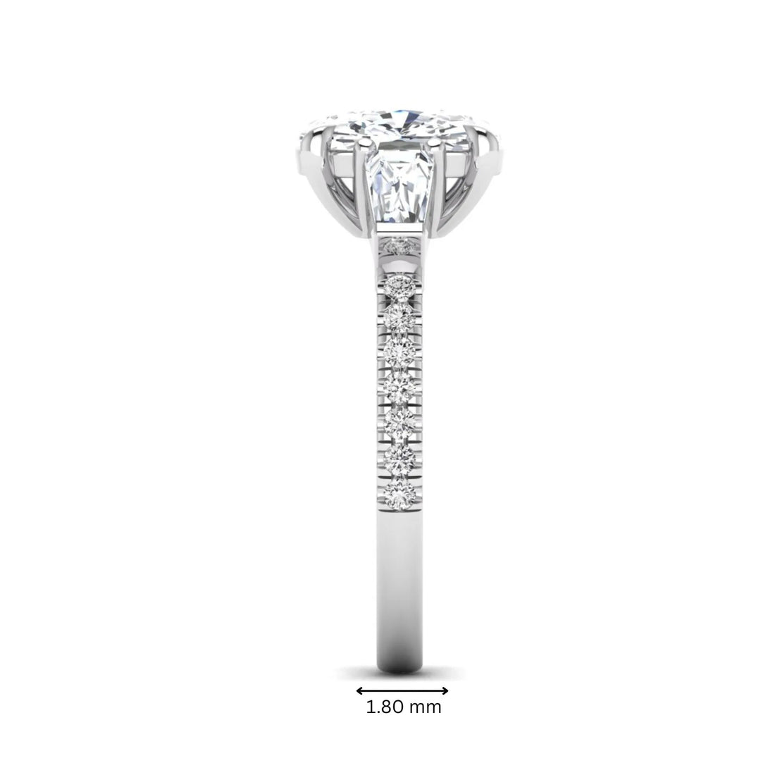 OctaPearl 3 ct Cushion Cut Three Stone Baguette Lab Grown Diamond Engagement Ring